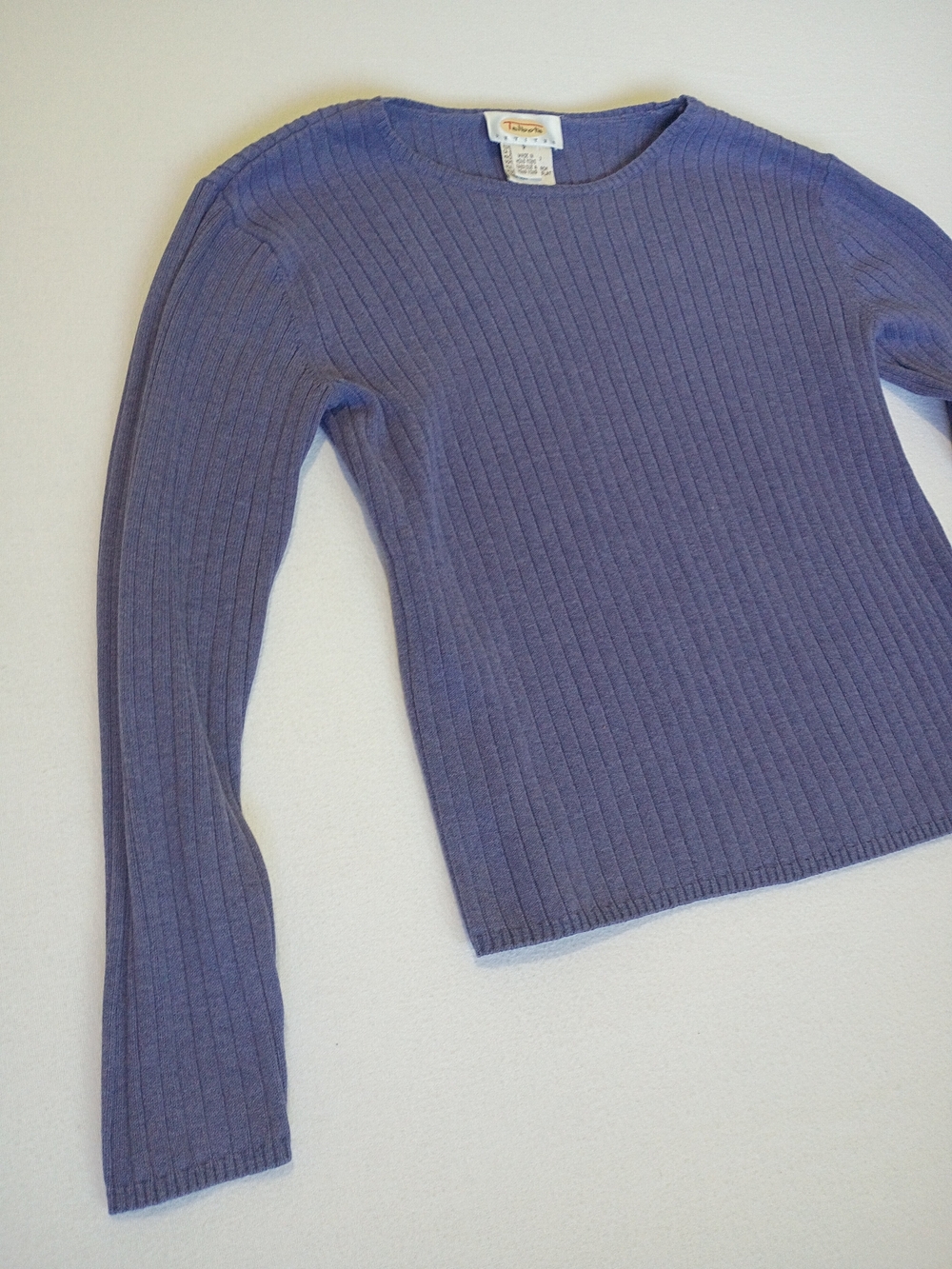 Vintage 100% Cotton Talbots Petite Ribbed Crewneck Sweater Lavender